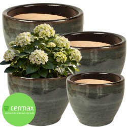 DONICA CERAMICZNA SZKLIWIONA ZIELONA MROZOODPORNA