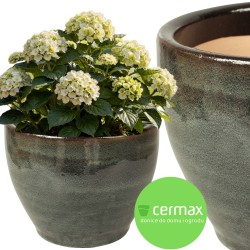 DONICA CERAMICZNA SZKLIWIONA ZIELONA MROZOODPORNA