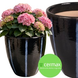 DONICA CERAMICZNA SZKLIWIONA CZARNA MROZOODPORNA