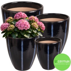 DONICA CERAMICZNA SZKLIWIONA CZARNA MROZOODPORNA