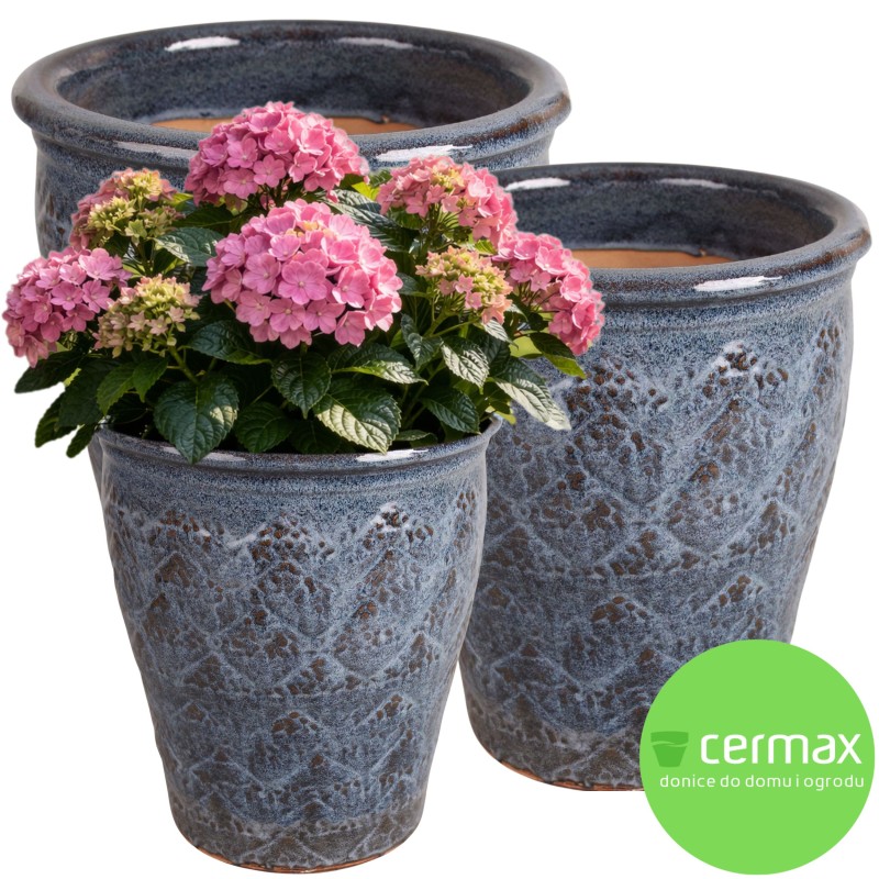 DONICA CERAMICZNA SZKLIWIONA NIEBIESKA MROZOODPORNA